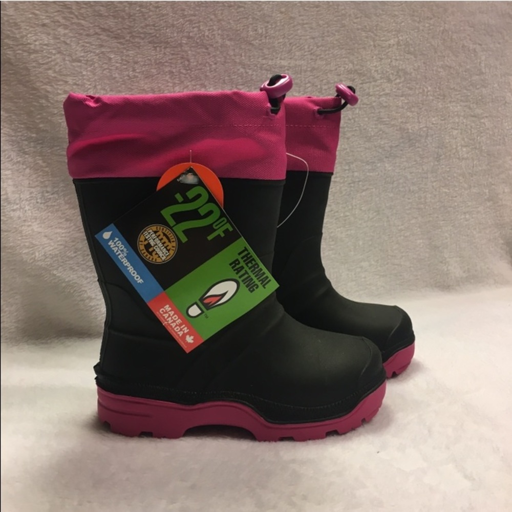 Ozark Trail Snow‎ Boots Kids 8 Black Pink New Waterproof Thermal Rated -22F